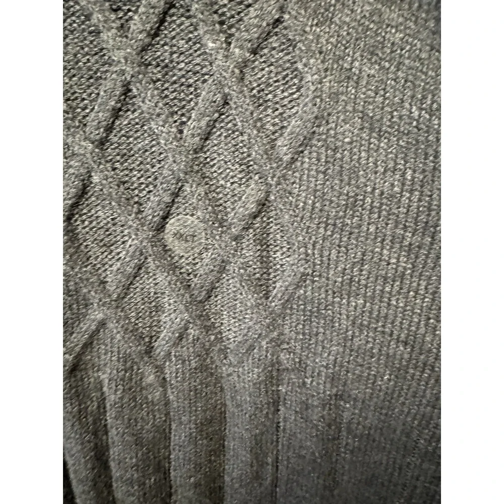North Crest Men's Charcoal Grey Size XXLT 1/4 Zip Ribbed Cable Sweater Mock Neck